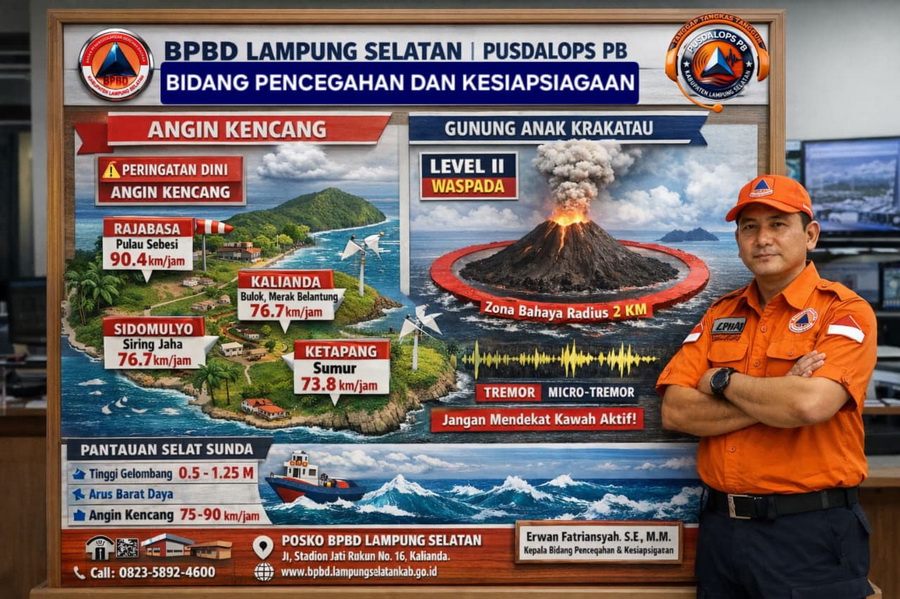 BPBD Lampung Selatan Pantau Ketat Aktivitas Gunung Anak Krakatau
